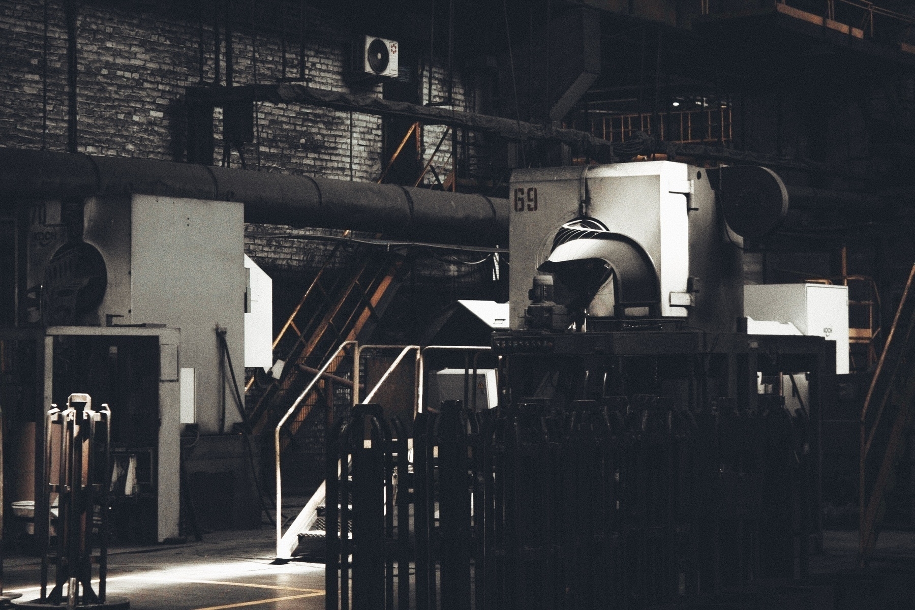 Dark interior of a workshop with strange equipment everywhere